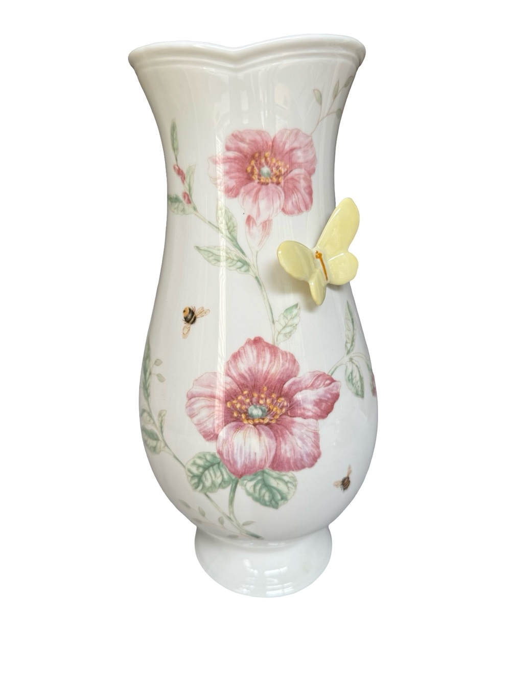 Lenox “Butterfly Meadow” Vase with Flower, Bee and Butterfly Accents 11”
